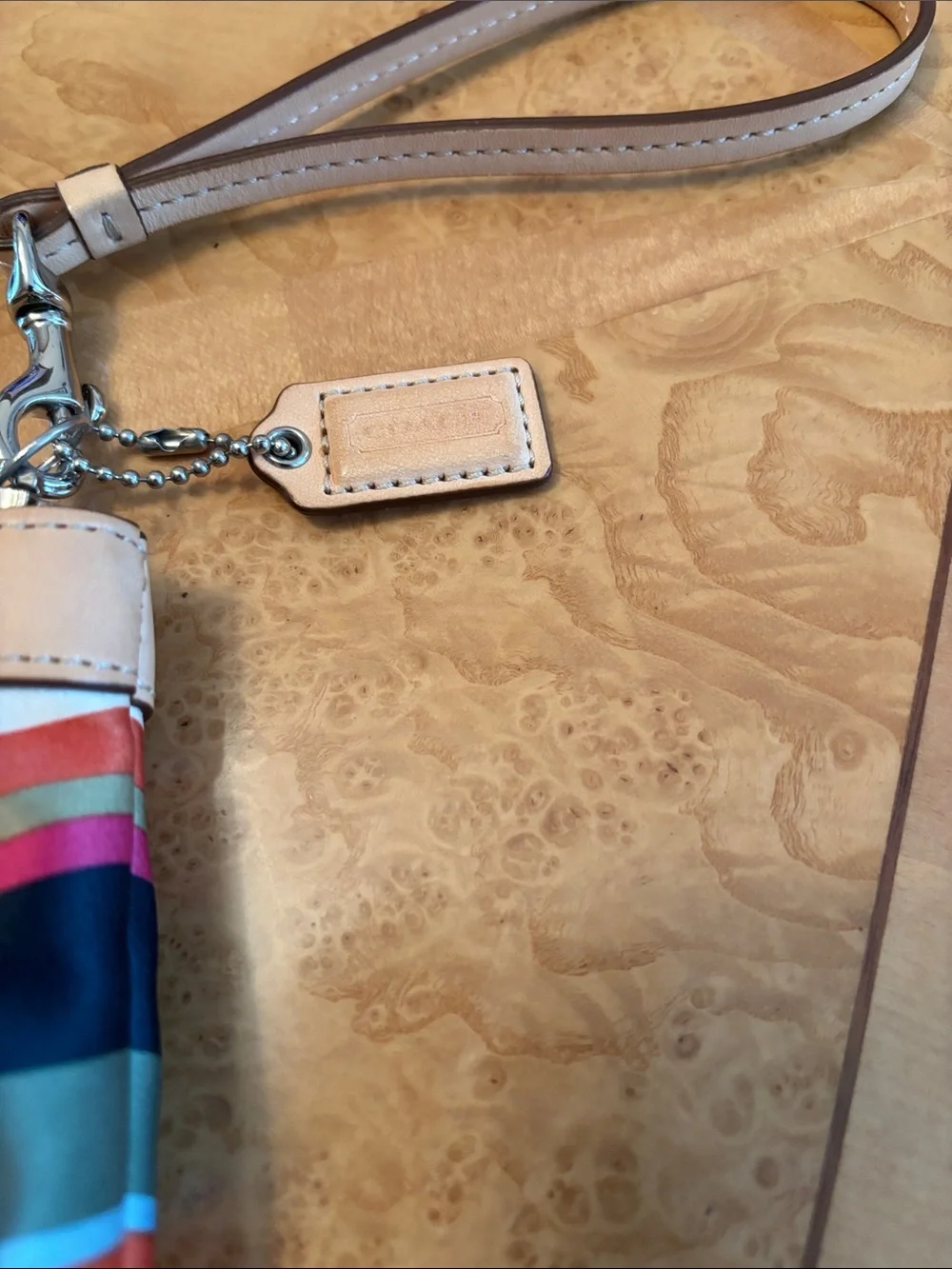 EUC Coach Legacy Satin Striped Legacy Wristlet